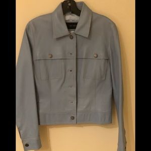 Pale blue 100% leather jacket